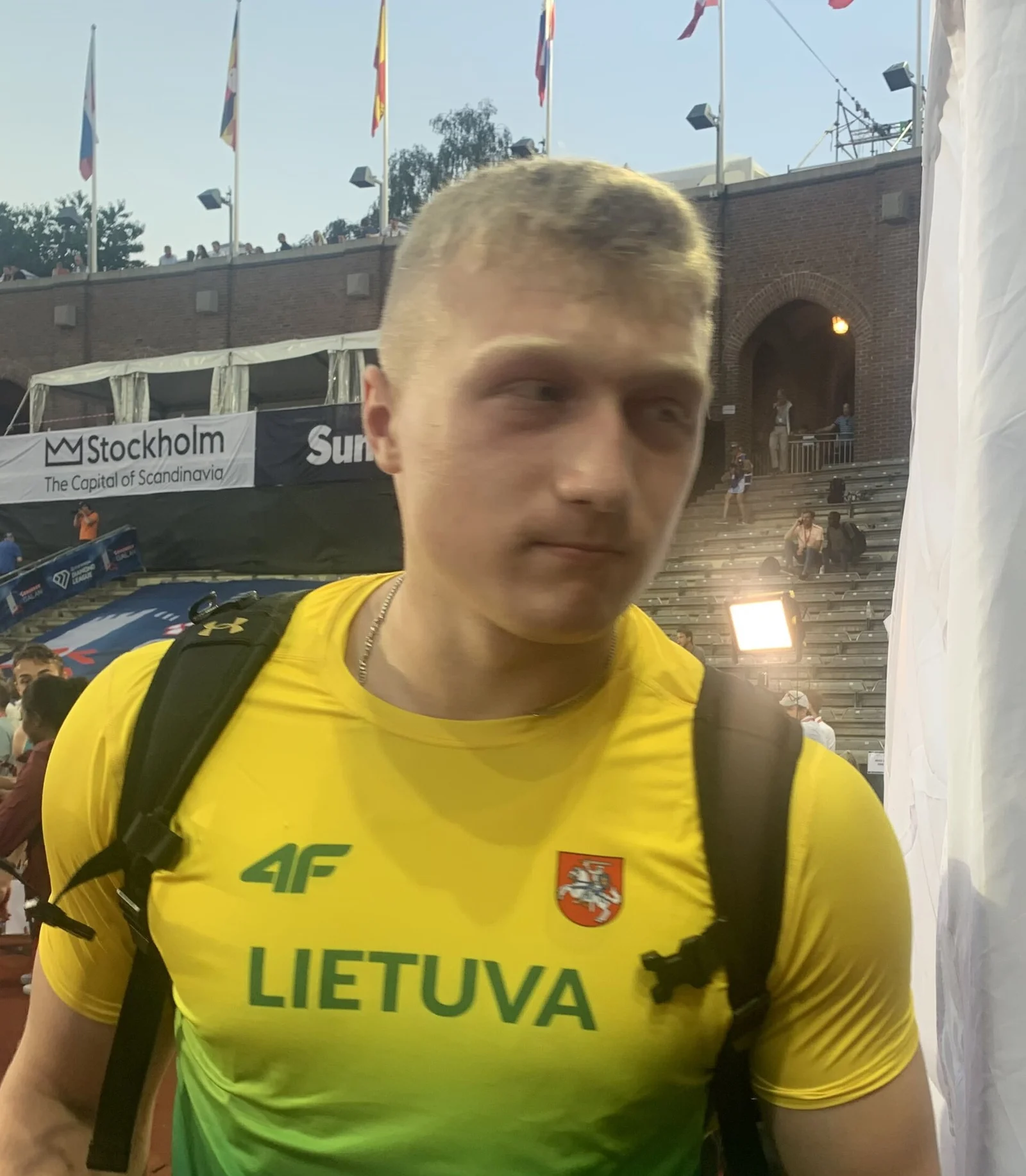 Mykolas Alekna su Lietuvos rinktinės apranga, 2022 m. Archyvinis portretas, ne Silezijos varžybų kadras.