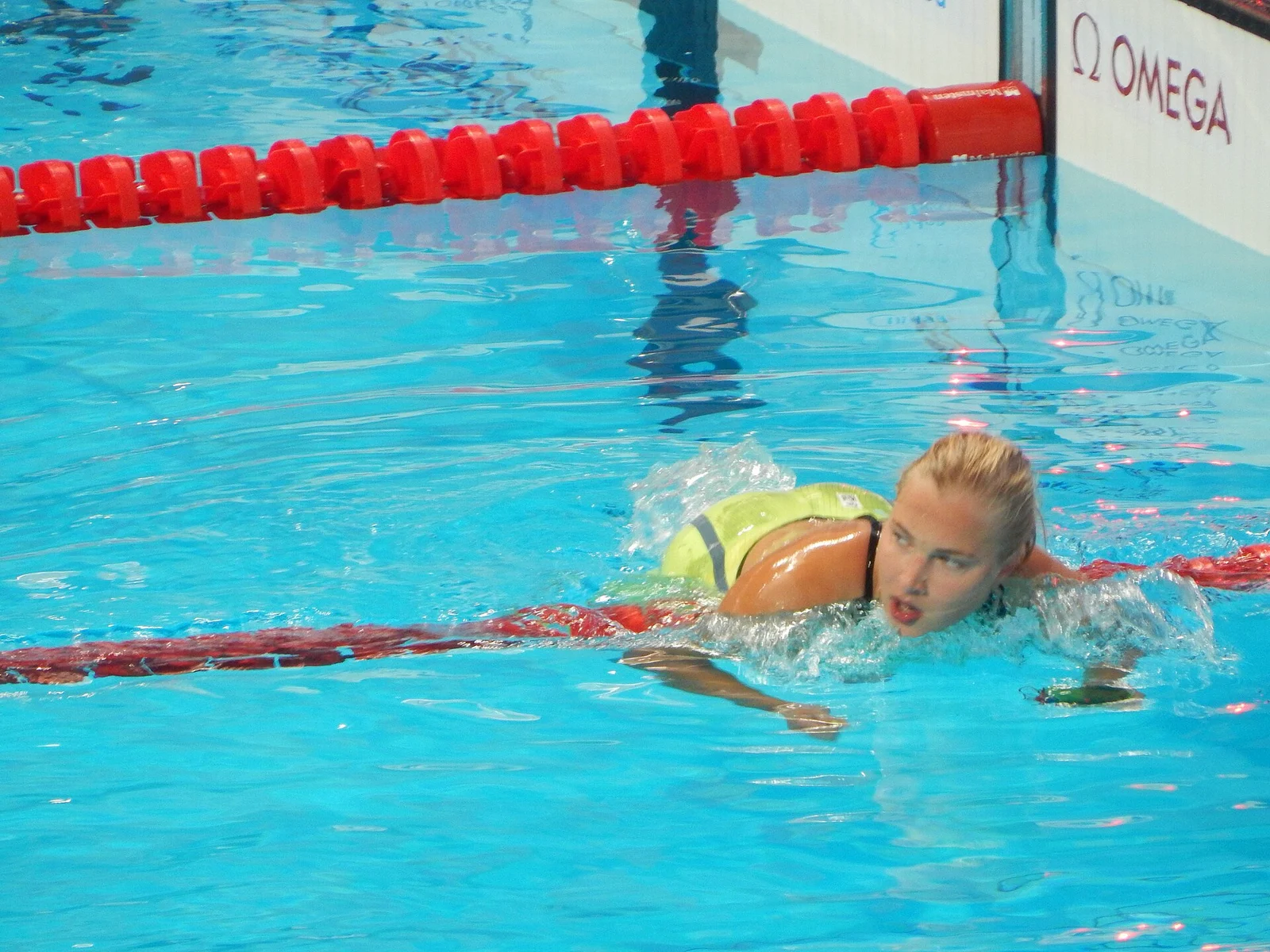 Rūta Meilutytė plaukimo varžybose Kazanėje, 2015 m. Archyvinė fotografija, ne Nandzingo jaunimo žaidynės.